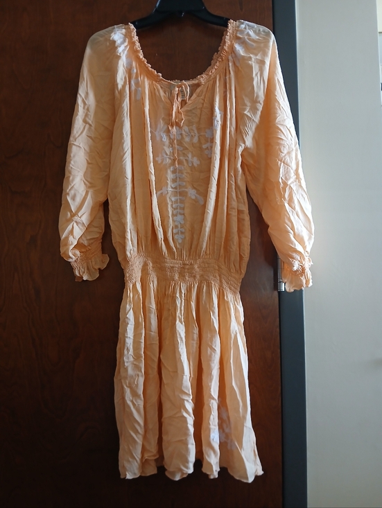 GAYA Dresses & Skirts - NWOT/ GAYA peach embroidered semi-sheer mini dress